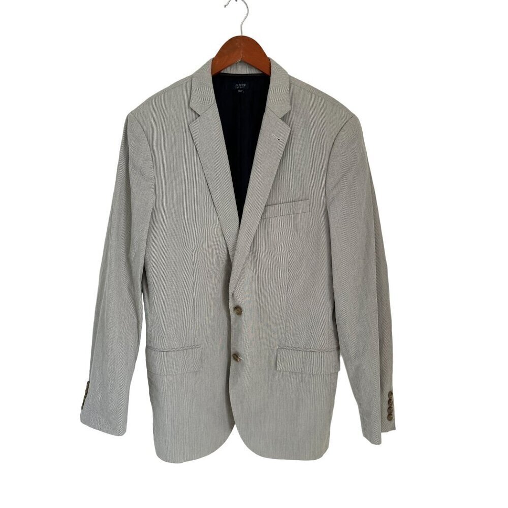 J.CREW LUDLOW Blazer Gray Beige Cotton Lined Size 42L